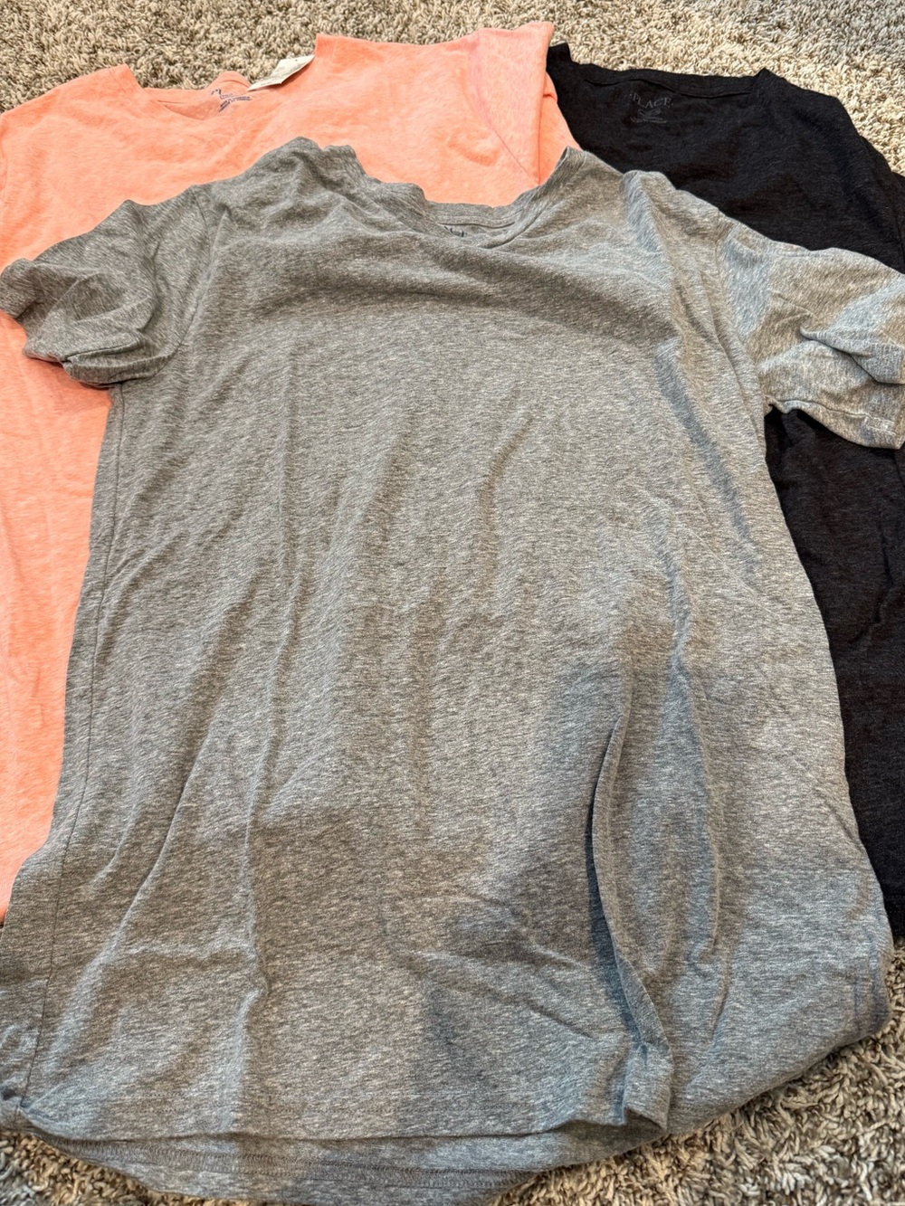 The Children's Place Tee Trio in Coral, Gray & Black